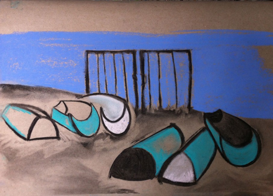 MARINA IV - Pastels and charcoal on recycled paper (30 x 42 cm)