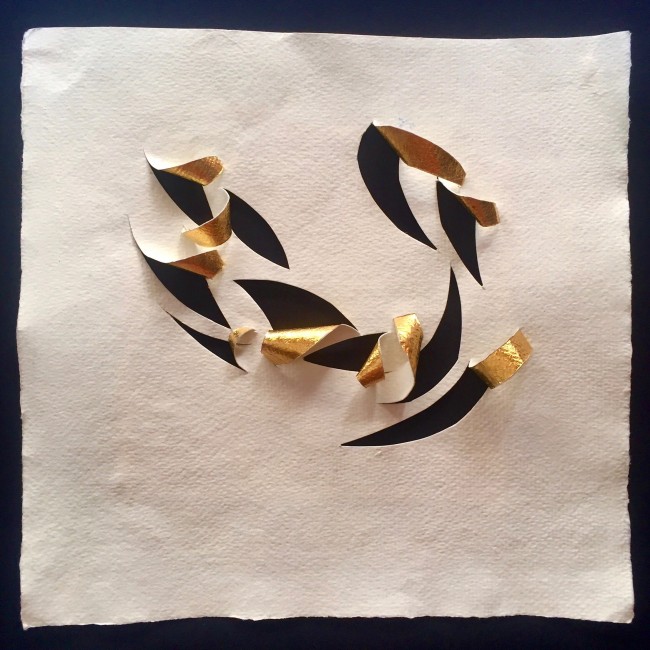 GOLDLINE II - Gold leaf on Indian paper - (22 x 22 x 2cm)